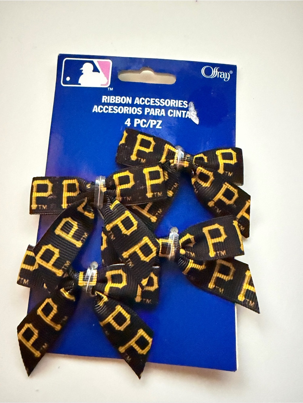Kids Black & Gold Team Ribbon Hair Bows - 4 Pack